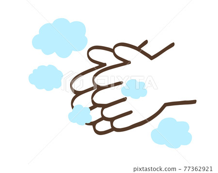 可愛的洗手防病毒/手寫插圖素材 77362921