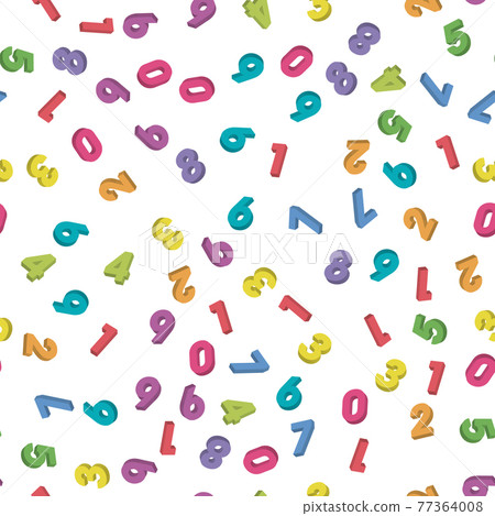 Mosaic of colorful 3D digits. Background of numbers. Vector seamless pattern 77364008