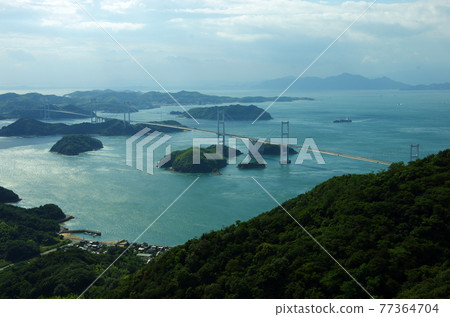 View of Kurushima Kaikyo Bridge from Kirosan Observatory Park View of Kurushima Kaikyo Bridge from Kirosan Observatory Park 77364704