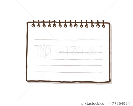 Cute memo notebook (brown color) / handwritten illustration material 77364934
