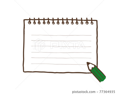 Cute memo notebook (brown color) / handwritten illustration material 77364935