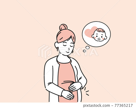 Pregnant woman pregnant woman giving a baby Illustration material 77365217