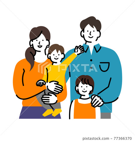 一對夫婦和兩個孩子的家庭 77366370