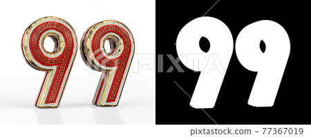 Number ninety-nine (number 99) with red transparent stripe 77367019