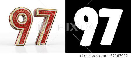 Number ninety-seven (number 97) with red transparent stripe 77367022