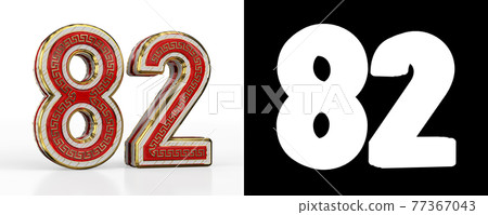 Number eighty-two (number 82) with red transparent stripe 77367043