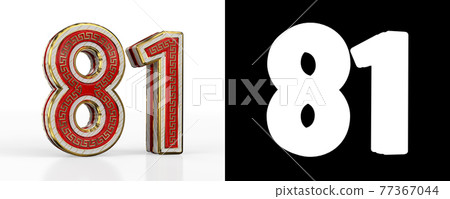 Number eighty-one (number 81) with red transparent stripe Number eighty-one (number 81) with red transparent stripe 77367044