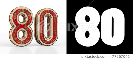 Number eighty (number 80) with red transparent stripe 77367045