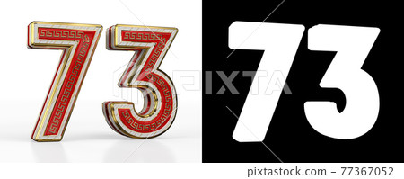 Number seventy-three (number 73) with red transparent stripe 77367052
