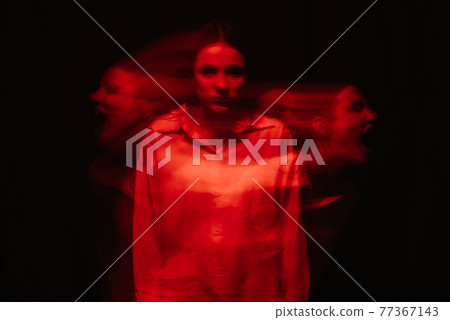 portrait of psychopathic girl with mental paranoid disorders portrait of psychopathic girl with mental paranoid disorders 77367143