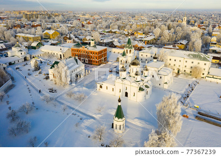 View of Spaso-Preobrazhensky monastery winter in Murom. 77367239