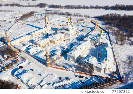 Aerial view of Epiphany Staro-Golutvin Monastery in Kolomna Aerial view of Epiphany Staro-Golutvin Monastery in Kolomna 77367252
