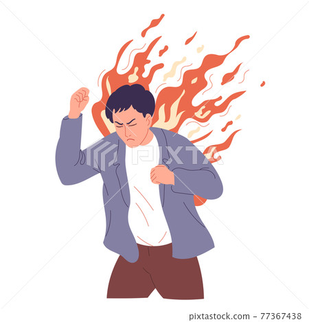 Man is too angry, seized with fury, burst of rage 77367438