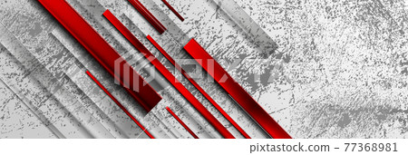 Geometric grunge technology background with red glossy stripes 77368981