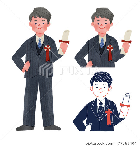 Boys attending graduation and entrance ceremonies Full-body hand-drawn illustrations Boys attending graduation and entrance ceremonies Full-body hand-drawn illustrations 77369404