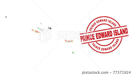 Prince Edward Island Distress Seal Stamp and Azores Islands Map Collage of Different Items 77371924