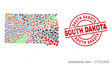 South Dakota Grunge Seal Stamp and South Dakota... - Stock Illustration ...