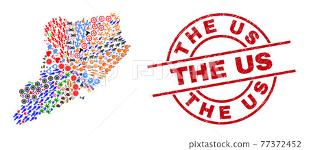 The Us Textured Stamp and Staten Island Map Mosaic of Different Items 77372452