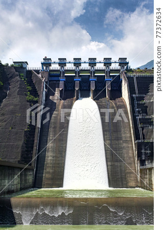 Kanagawa Prefecture / Miho Dam releasing water in summer 77372634