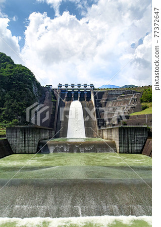 Kanagawa Prefecture / Miho Dam releasing water in summer 77372647