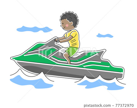一個人乘坐私人船隻的插圖 77372970