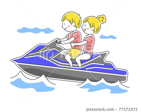 Illustration of a person riding a personal watercraft Illustration of a person riding a personal watercraft 77372972