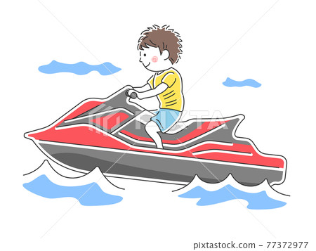Illustration of a person riding a personal watercraft Illustration of a person riding a personal watercraft 77372977