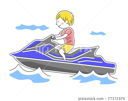一個人乘坐私人船隻的插圖 77372978