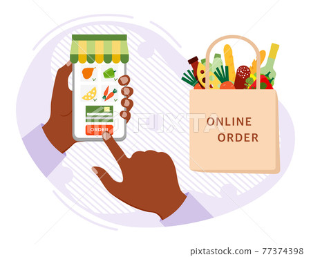 Online Grocery Store Order Shopping Delivery Cell Online Grocery Store Order Shopping Delivery Cell 77374398