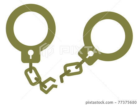 Illustration of handcuffs with damaged swords 77375680
