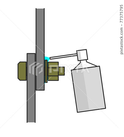 Cross section of spraying lubricant to loosen screws 77375795