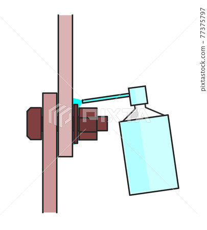 Cross section of spraying lubricant to loosen screws 77375797