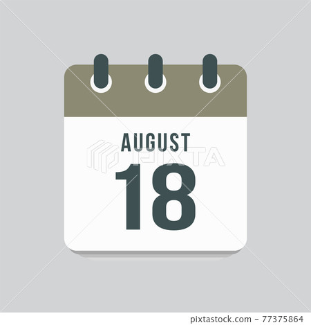 Icon day date 18 August, template calendar page 77375864