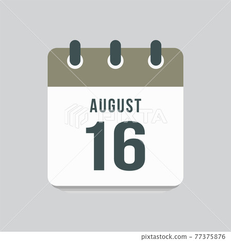 Icon day date 16 August, template calendar page Icon day date 16 August, template calendar page 77375876