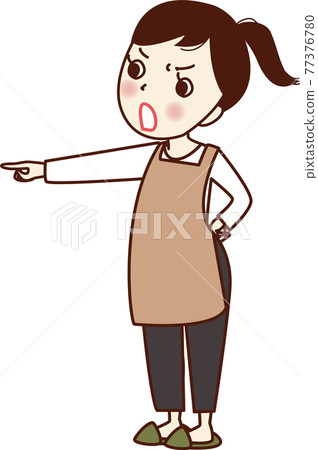 An angry woman pointing her finger. 77376780