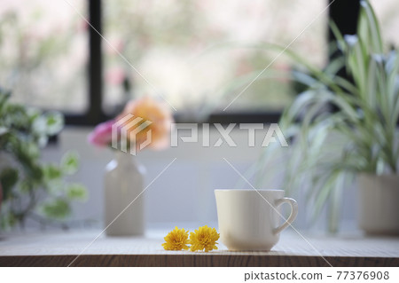 Vintage off white cup with yellow chrysanthemum Vintage off white cup with yellow chrysanthemum 77376908