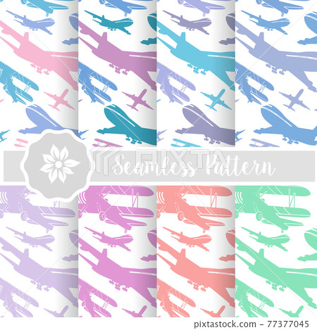 Set of retro airplane sky 77377045