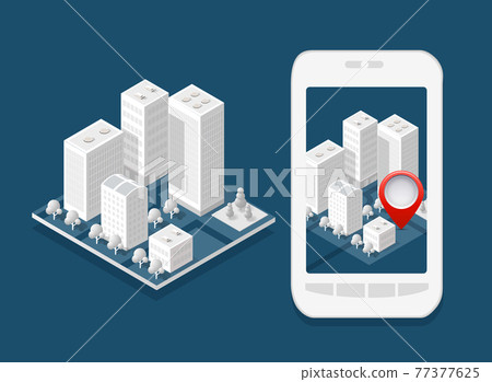 3d map isometric city 77377625