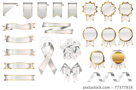 White Medal Badge Ribbon Set Ivory Real 77377916
