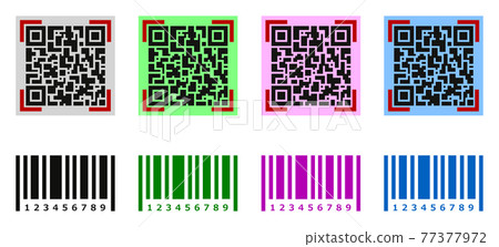 QR code and barcode sample illustration QR code and barcode sample illustration 77377972