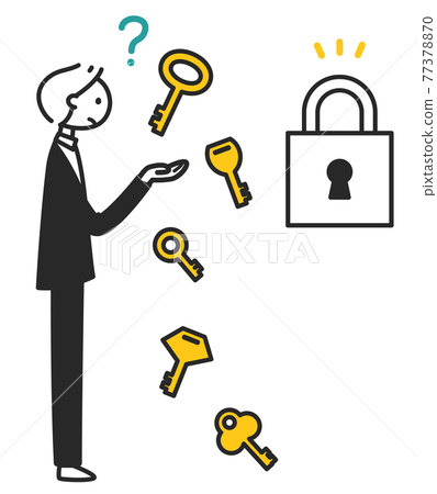 A man in a suit who doesn't know the key A man in a suit who doesn't know the key 77378870