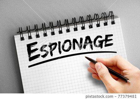 Espionage text on notepad, concept background Espionage text on notepad, concept background 77379481