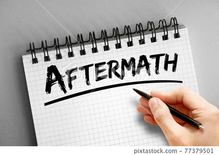 Aftermath text on notepad, concept background Aftermath text on notepad, concept background 77379501