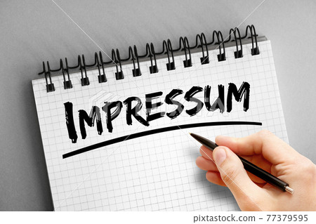 Impressum text on notepad, concept background 77379595