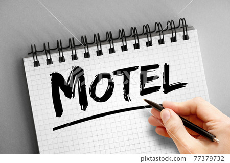 Motel text on notepad, concept background 77379732