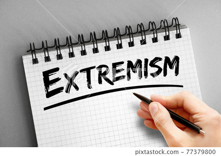 Extremism text on notepad, concept background Extremism text on notepad, concept background 77379800