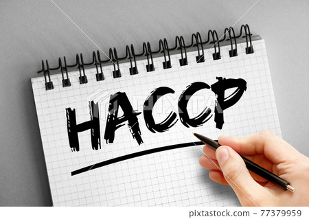 HACCP text on notepad, concept background 77379959