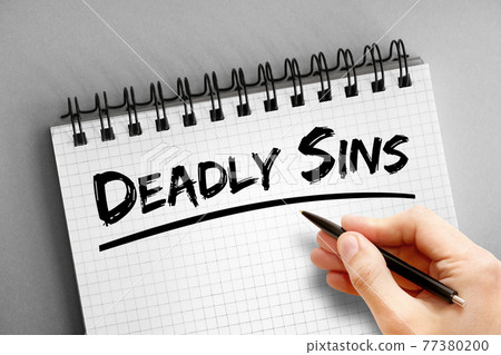 Deadly sins text on notepad, concept background 77380200