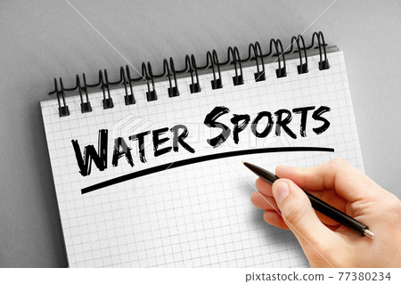 Water sports text on notepad, sport concept background 77380234