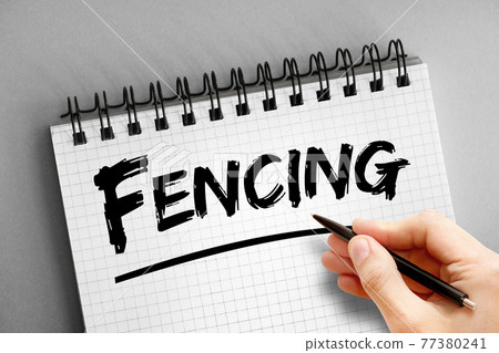 Fencing text on notepad, concept background 77380241